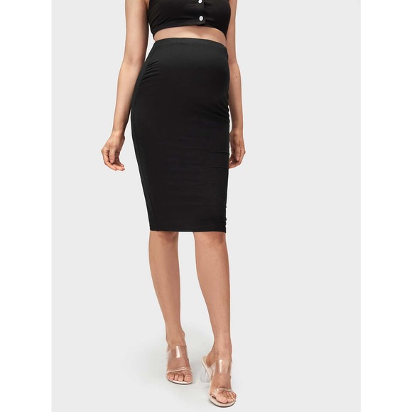 Maternity Elastic Waist Pencil Skirt black - Picture 4 of 5